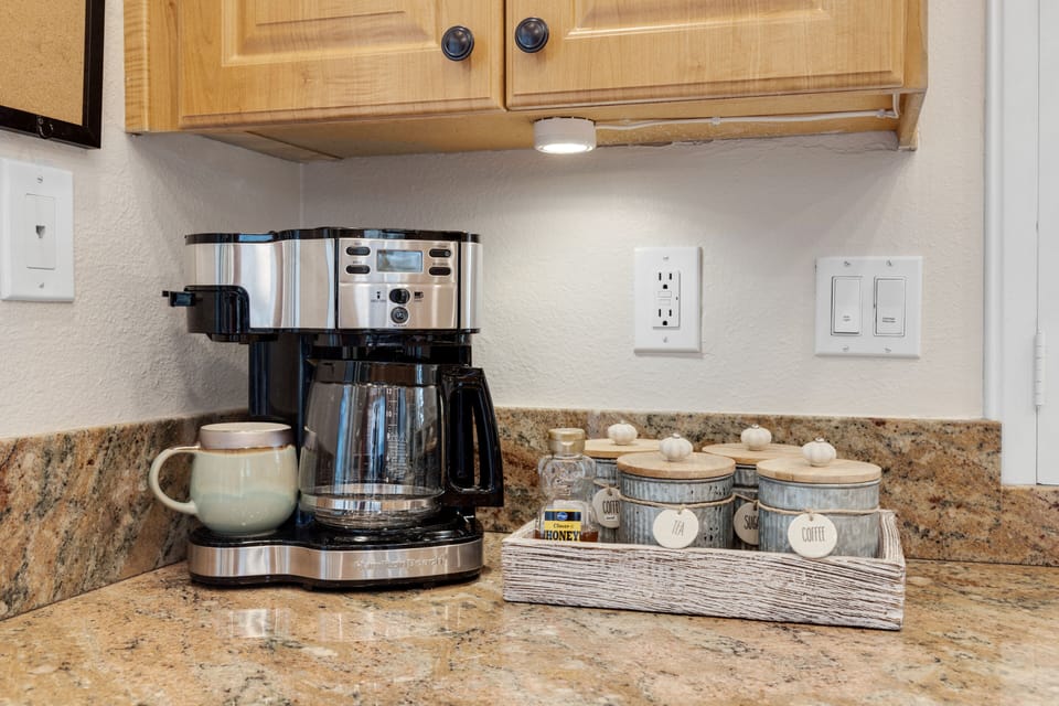 Fully stocked coffee bar