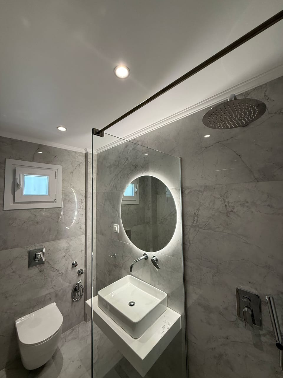 Studio, Pool View | Bathroom | Shower, hair dryer, towels