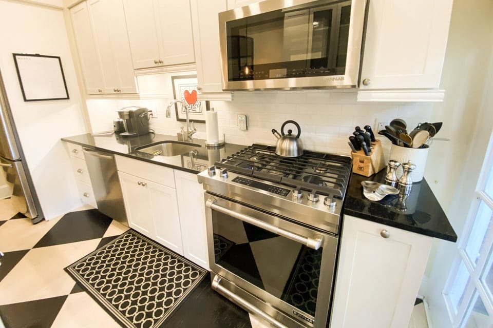 The recently-renovated kitchen includes all stainless steel appliances for you to make a gourmet meal.