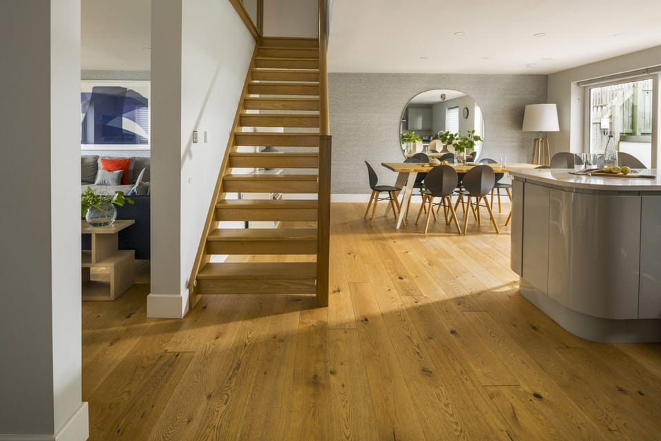 Oak staircase interior at The Retreat Cornwall