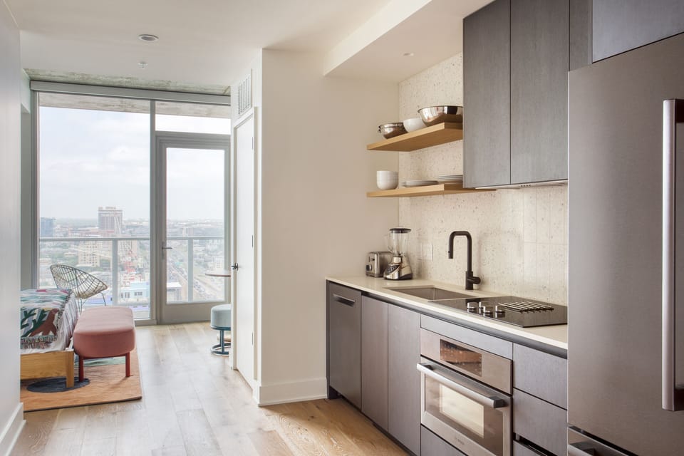 Modern kitchen and open spaced.