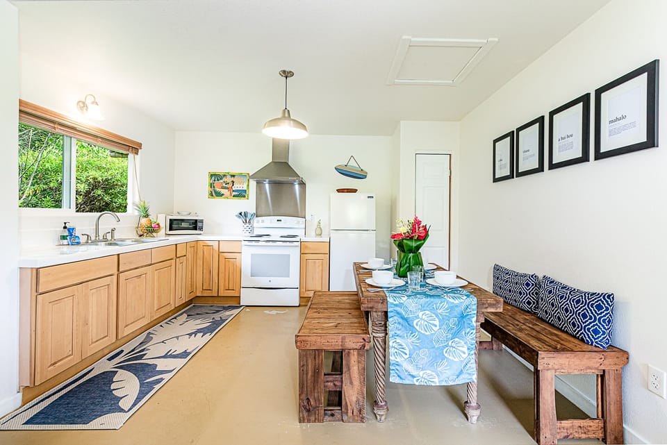 Kitchen and indoor dining area