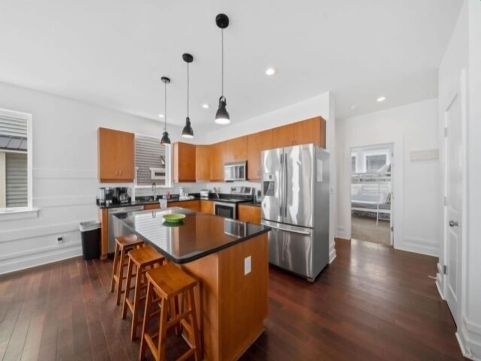 Indoors, Room, Kitchen, Hardwood, Kitchen Island