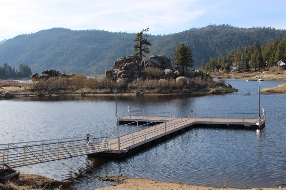The public dock of Boulder Bay Park, across the lake from Estate.