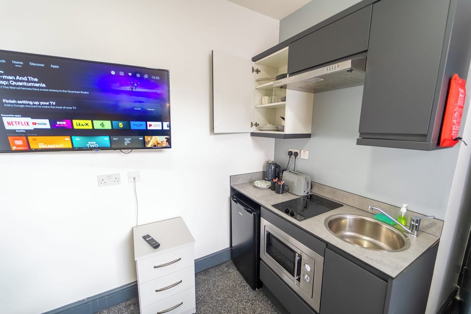Studio | Private kitchen | Fridge, microwave, oven, stovetop