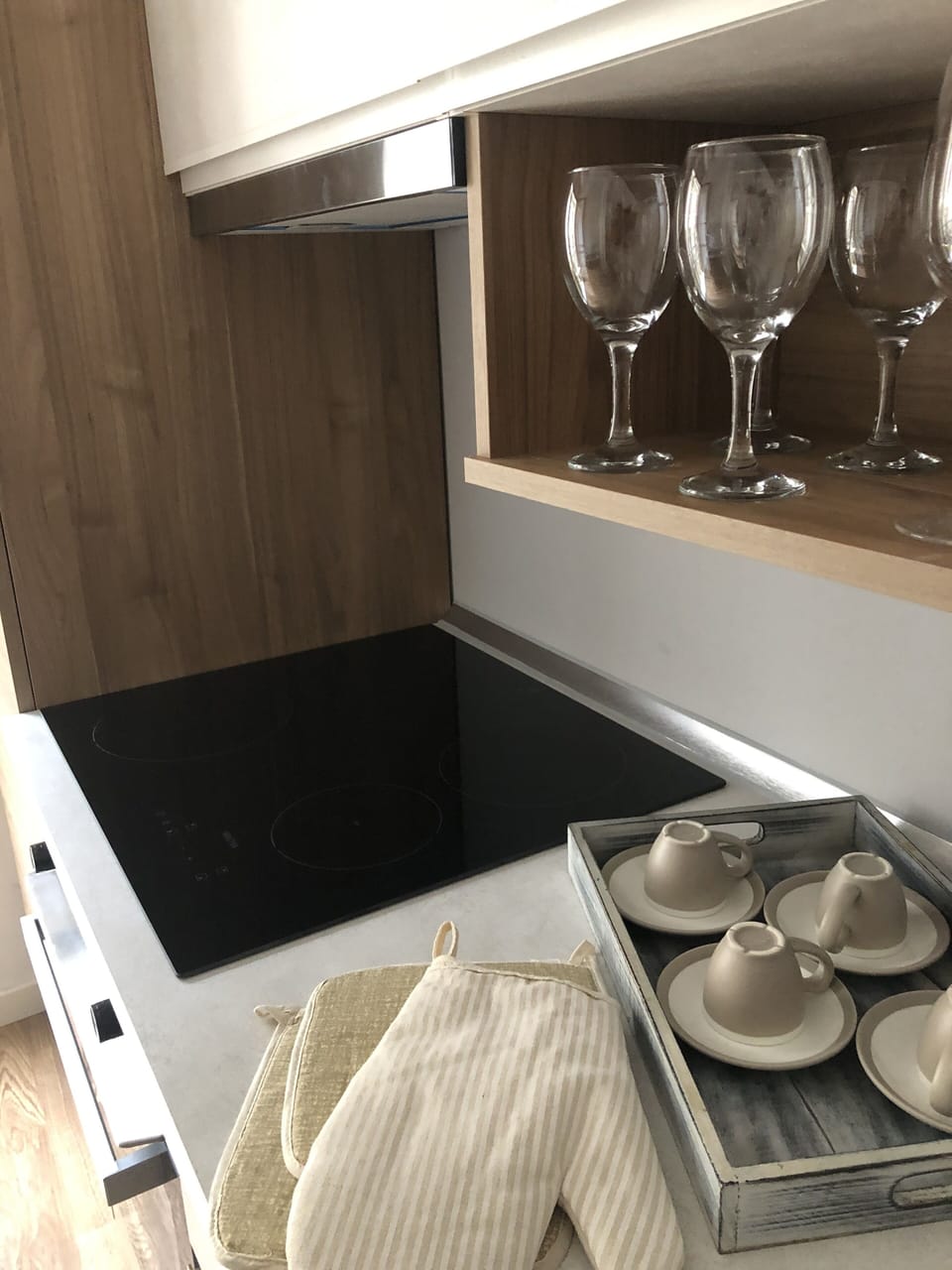 Fridge, oven, stovetop, coffee/tea maker