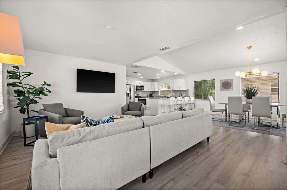 Living area with 65" Smart TV