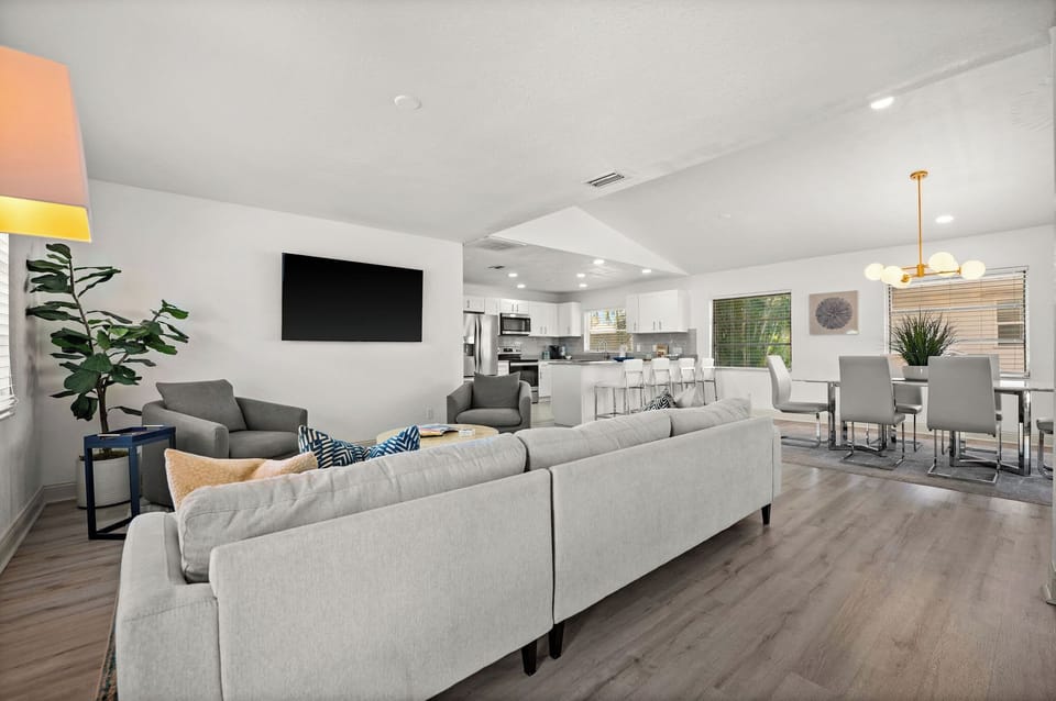 Living area with 65" Smart TV