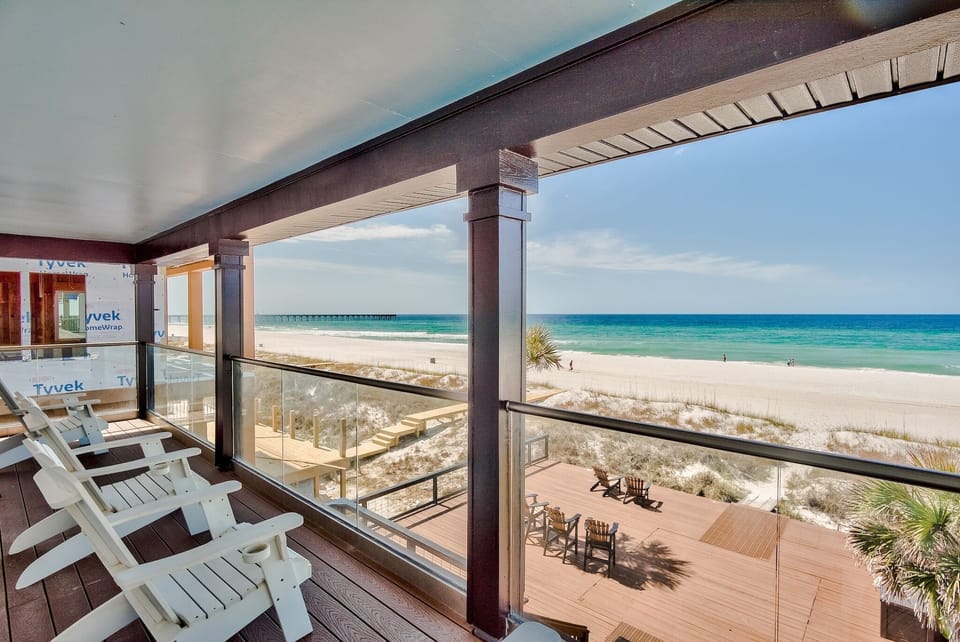 Enjoy the second story view with your morning coffee watching dolphins jumping. 