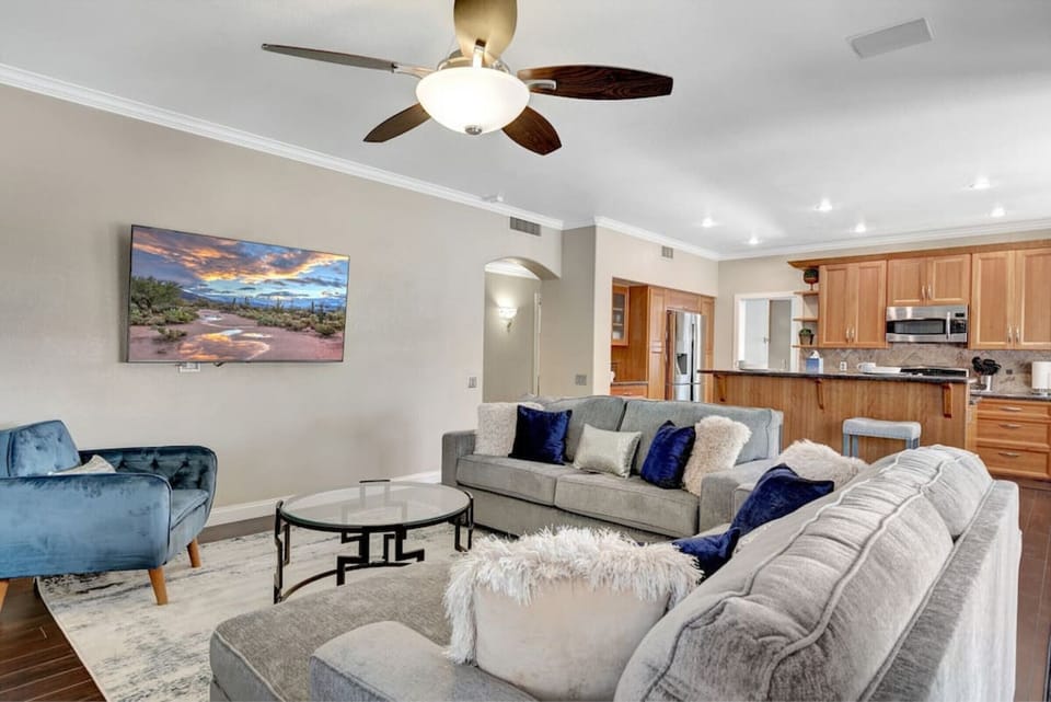 Open layout for living area and kitchen