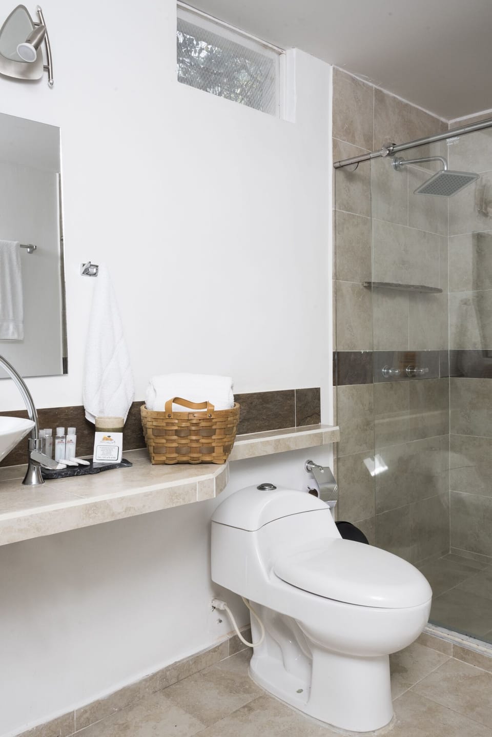 Eco-friendly toiletries, towels