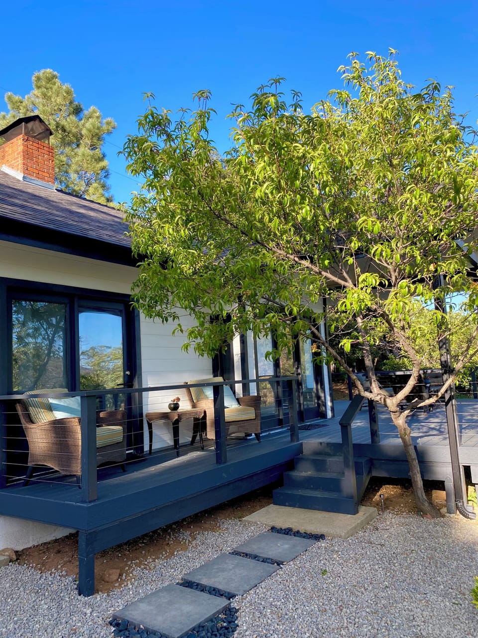 French doors from master open to deck where you can relax and enjoy the views