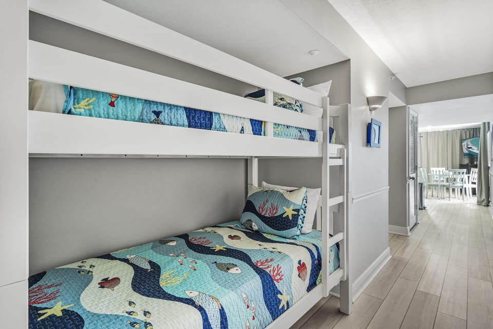 Bunk beds have new comfy mattresses and bedding!