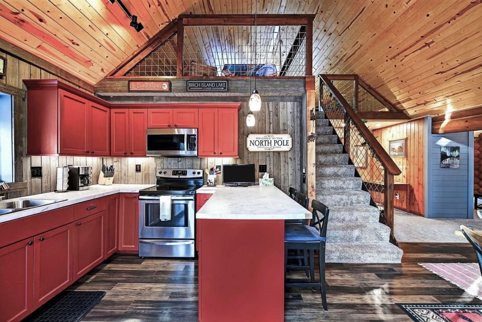 Renovated kitchen with breakfast bar for the center of the action. 