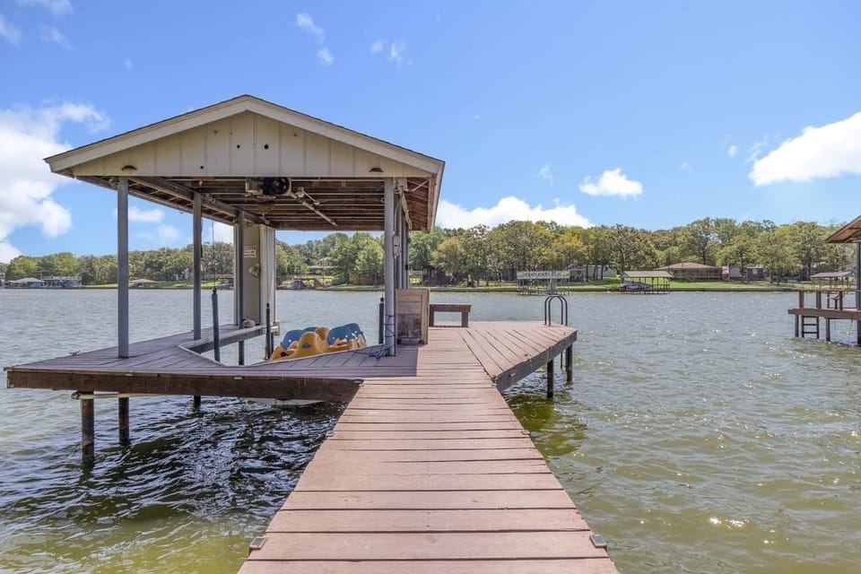 Large dock with paddle boat 