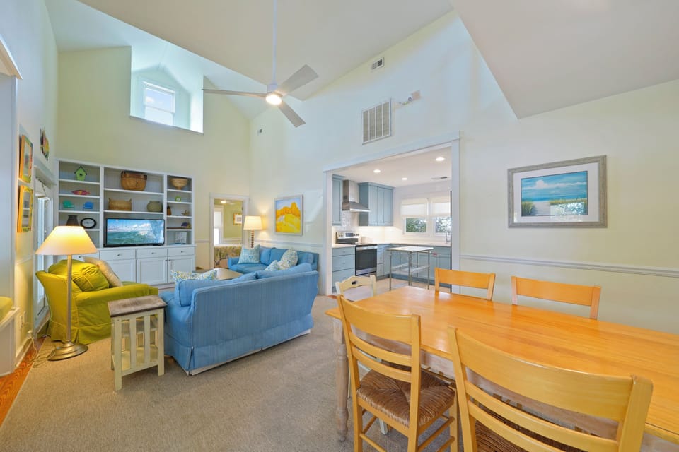 LARGE OPEN COMBINED LIVING INSIDE; DINING, LIVING, & KITCHEN