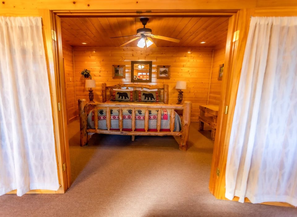 Lower level king bedroom with private bathroom and laundry room.