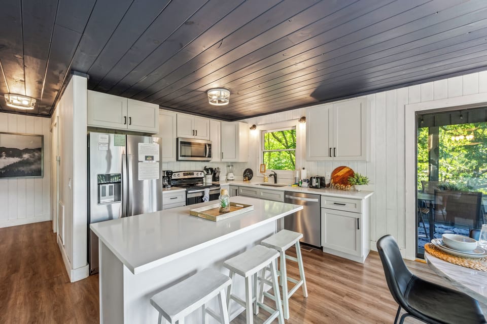 Kitchen island with seating for three
