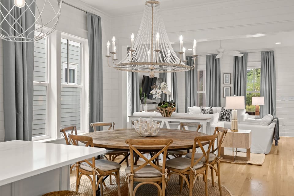The main living areas flow into each other to keep everyone connected