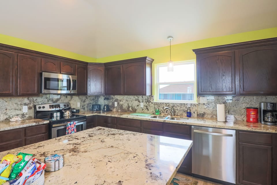 Island and kitchen