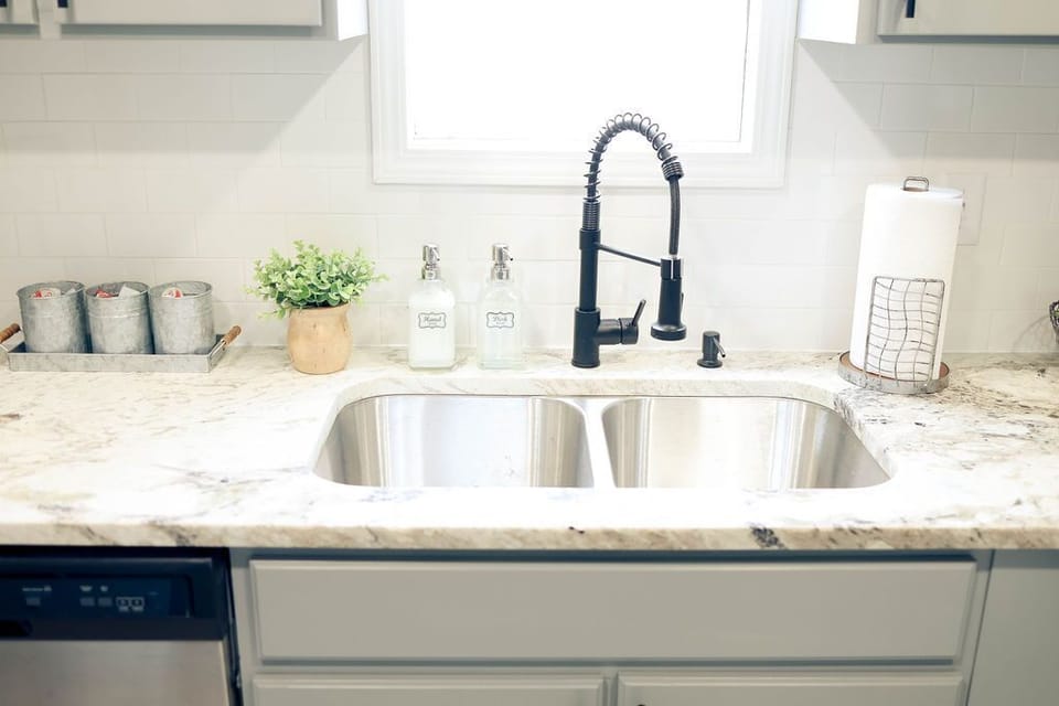 Pull down kitchen faucet and dishwasher.