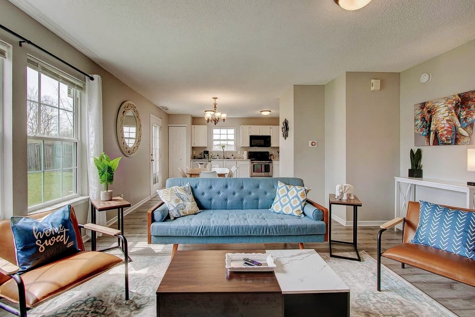 The couch has been updated from the one in this picture to a plush velvet couch.