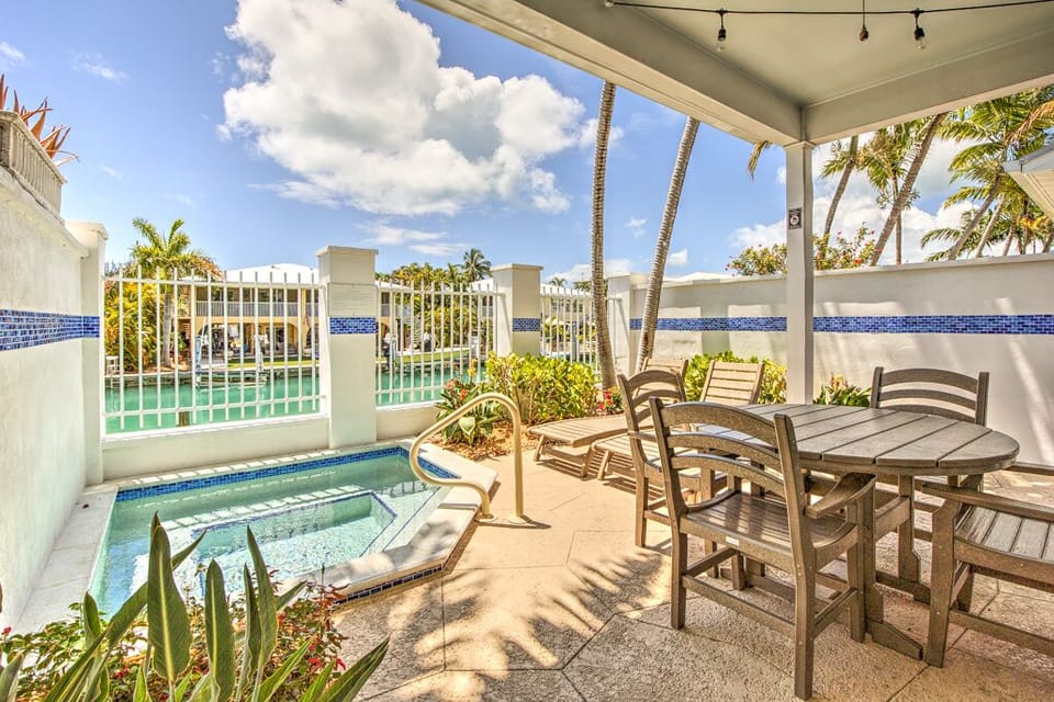 Back patio with canal view