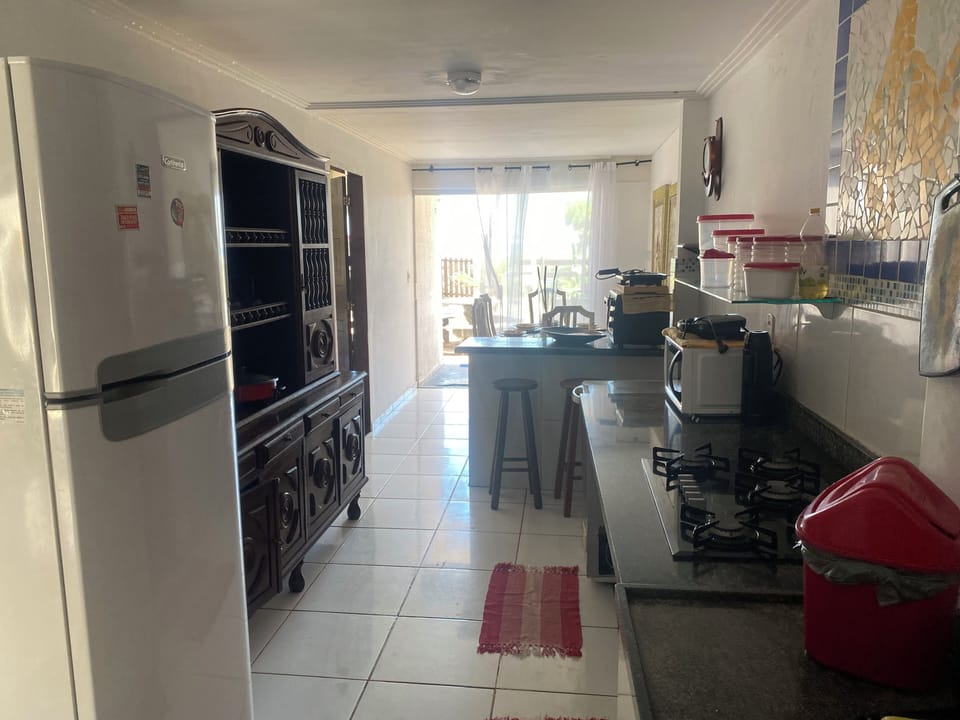 Full-size fridge, microwave, stovetop, toaster