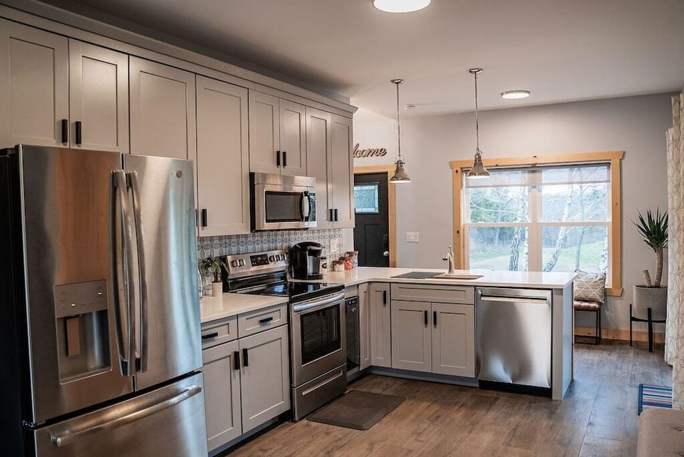 Cook delicious meals in this updated kitchen with modern appliances