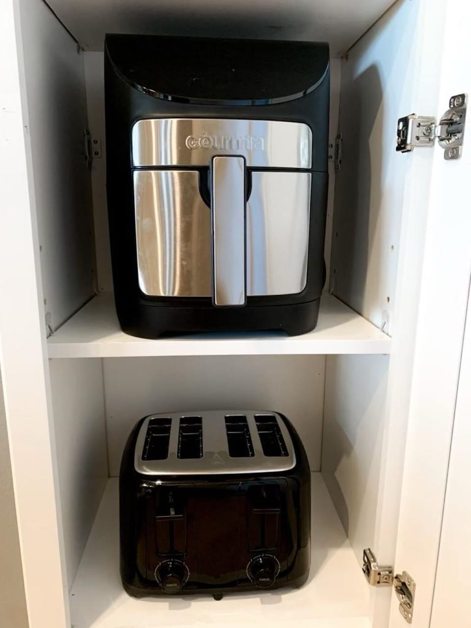 Air Fryer and toaster in the wall cabinet