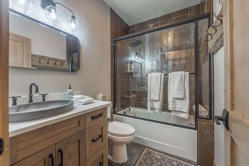 Main floor bathroom- take a soak after a long day hiking Glacier.