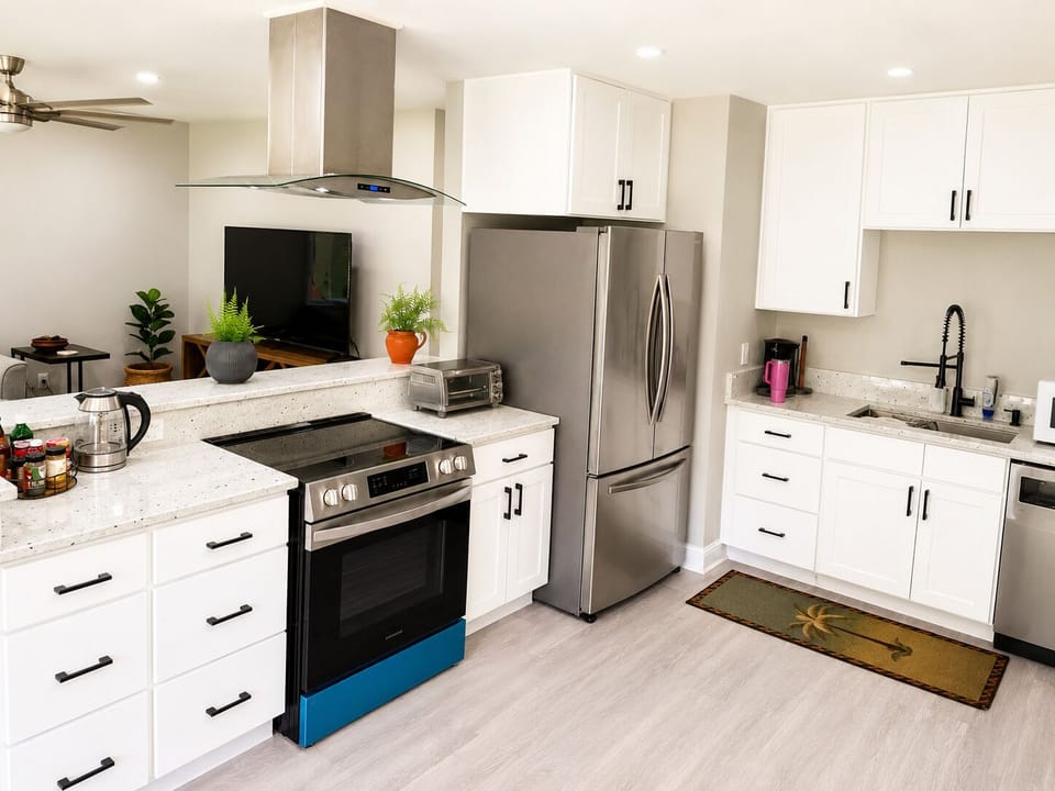 Modern kitchen with stainless steel appliances