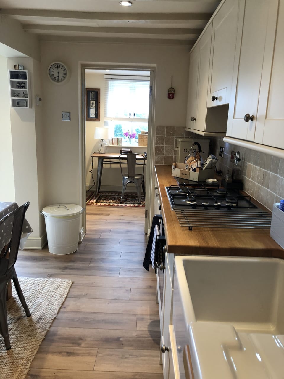 Kitchen with view into study