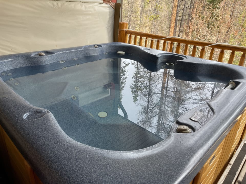 Private hot tub on balcony.