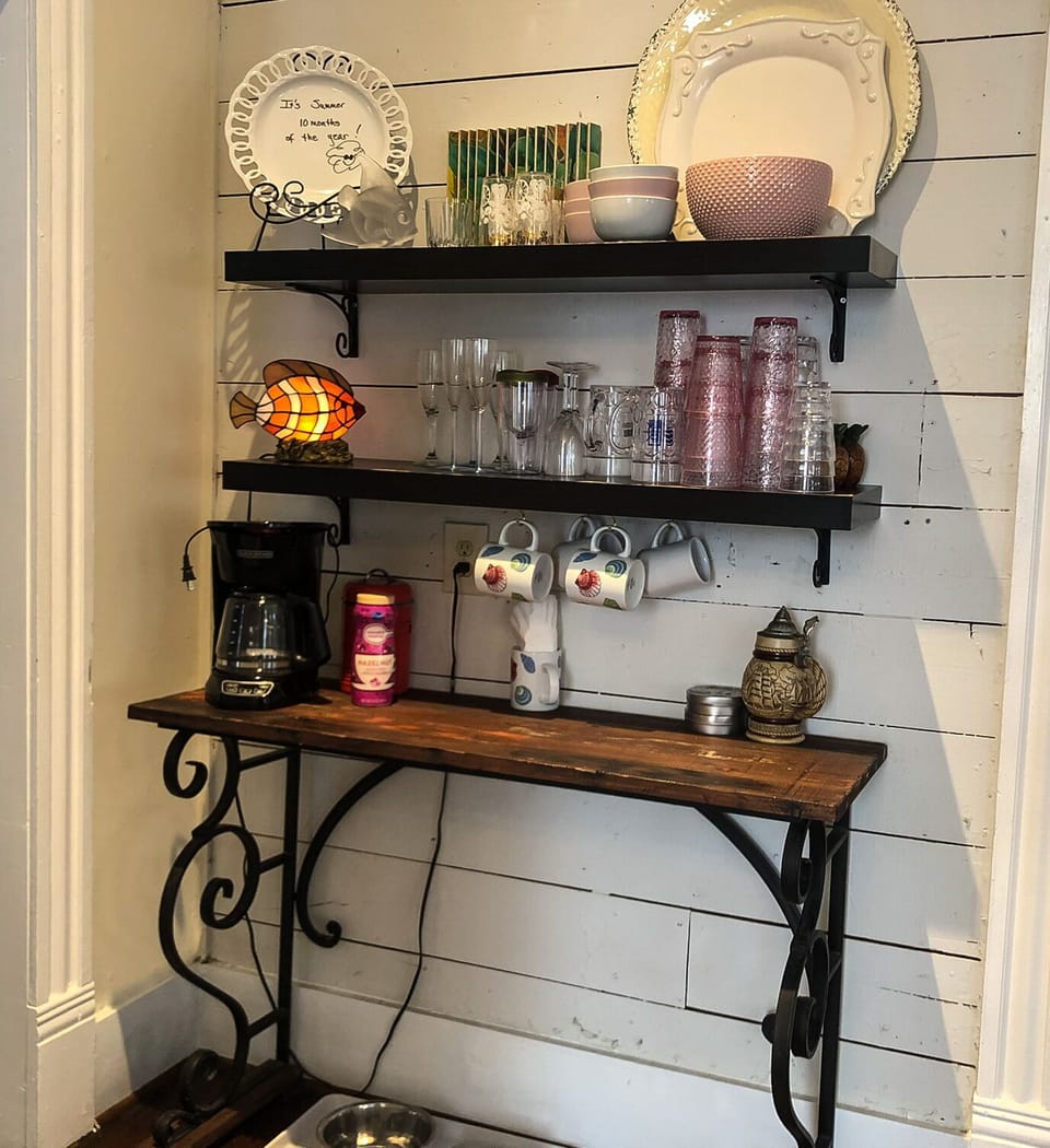 Coffee bar. Grab a morning cup and enjoy it on the front porch or back deck.