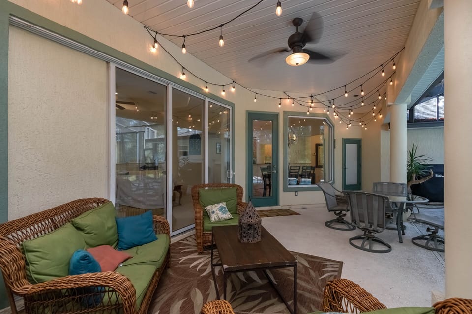 Great place by the pool to sip your coffee in the morning.