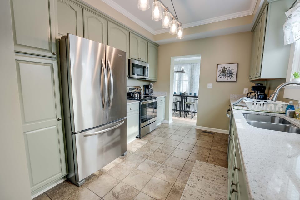 Generous sized kitchen, fully stocked, drip coffee maker