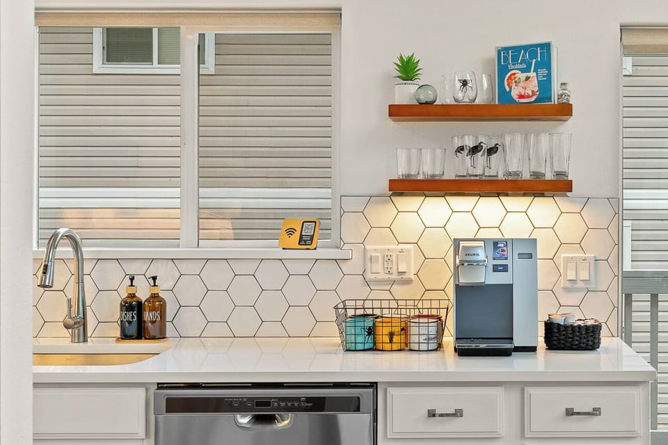 For coffee lovers, we provide a Keurig with Starbucks Pike Place pods. 