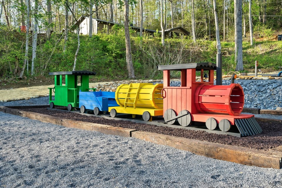 Hours of fun with the kids in this one of a kind 30 foot train play ground!
