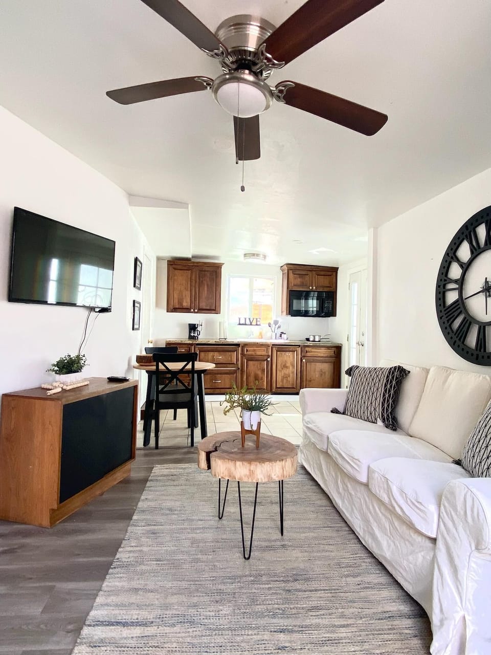 kitchen and living room