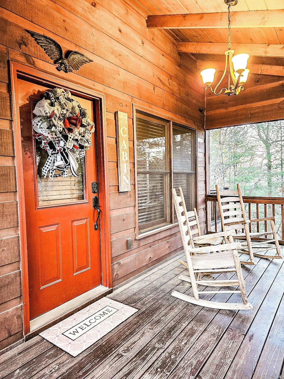 Front porch with rocking chairs