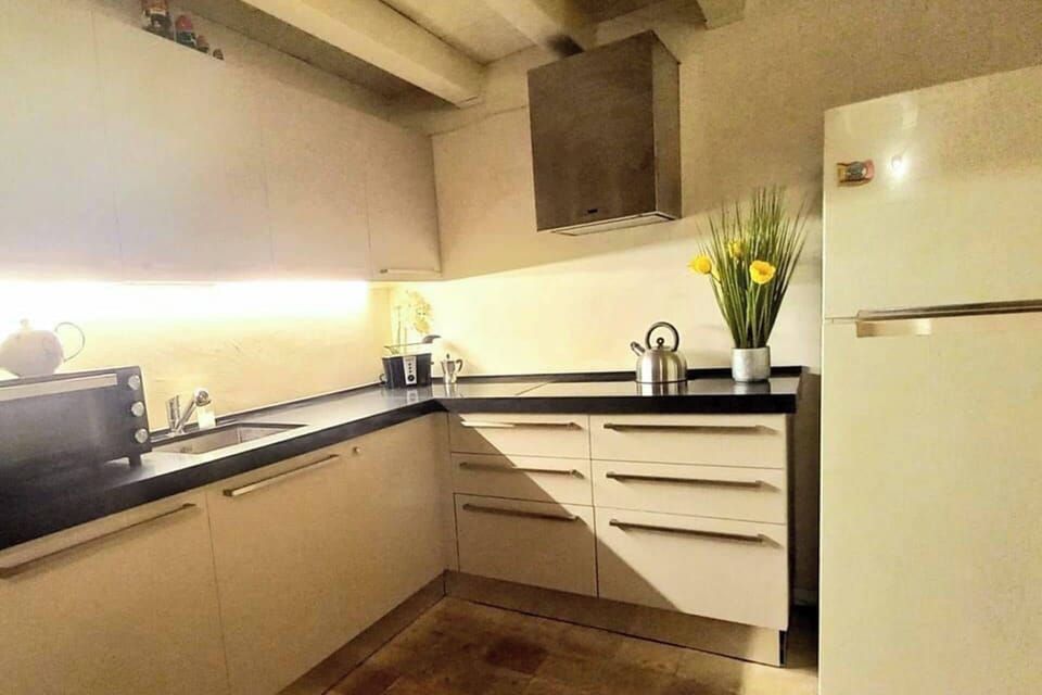 Apartment | Private kitchen | Fridge, oven, stovetop, electric kettle