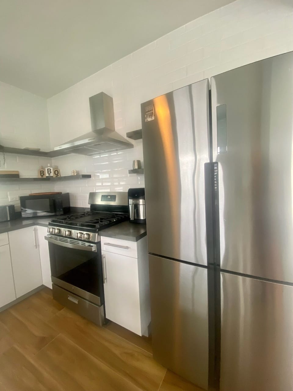 Gas stove with oven and refrigerator