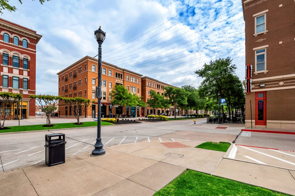 Frisco square is a short 2-minute drive from the house or a 15-minute stroll