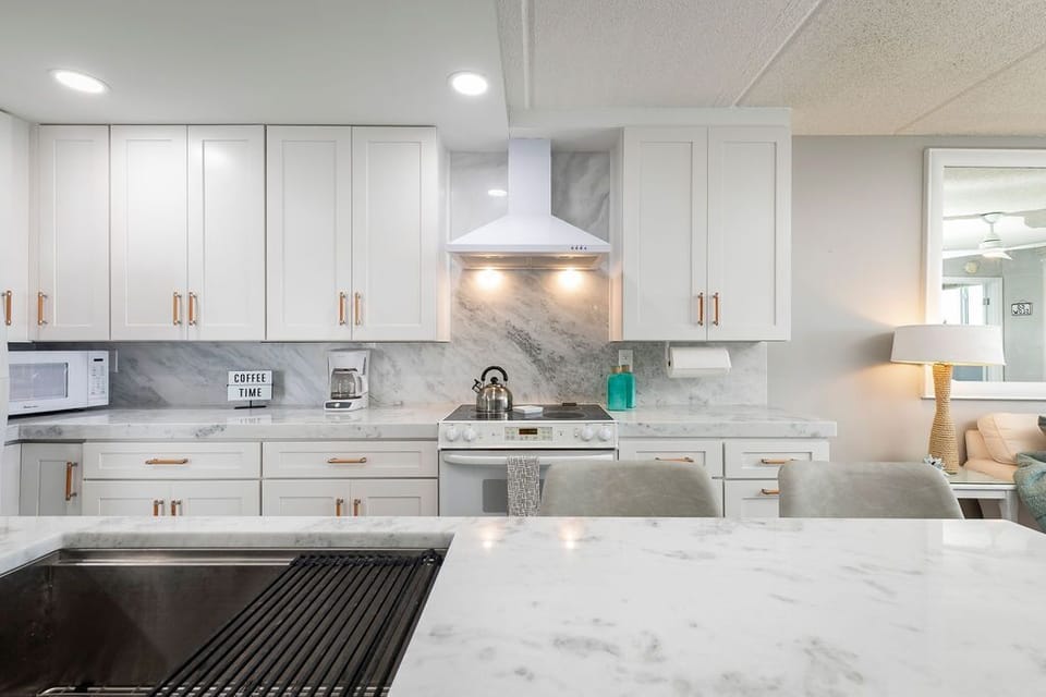 Light, bright, and fully stocked kitchen