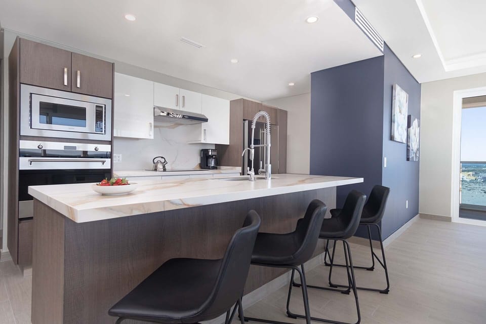 Kitchen island offers extra seating