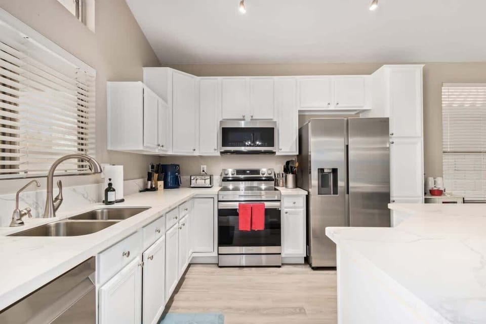 Updated kitchen with new stainless steel appliances