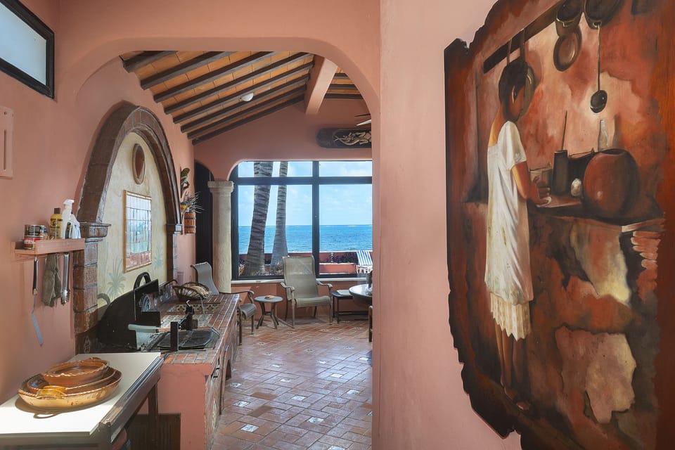 Amazing chill out area - Outside, Inclosed and screened Patio Terrace with pool and sea view - BBQ and extra big fridge available here.
