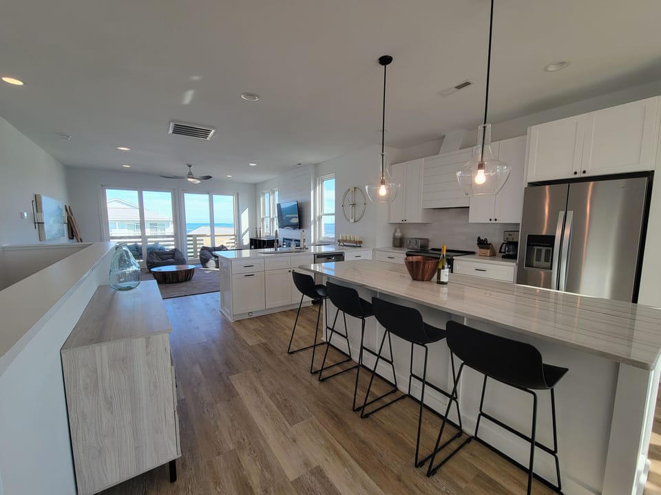 View of kitchen area facing the ocean