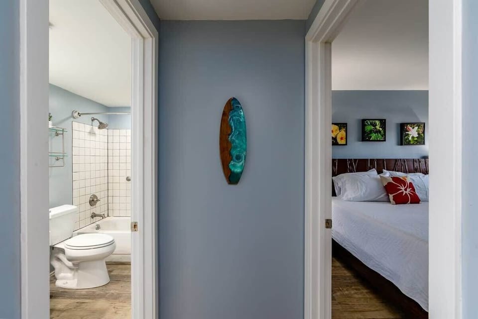 Relax in our cozy bedroom, with easy access to your refreshing, well-appointed bathroom.